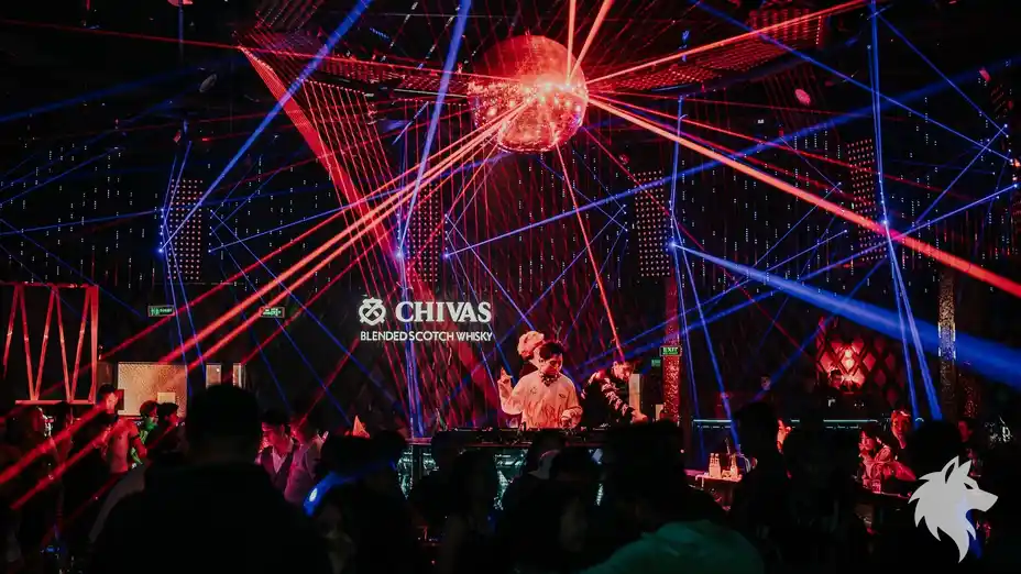 붉고 푸른 클럽 레이저 조명